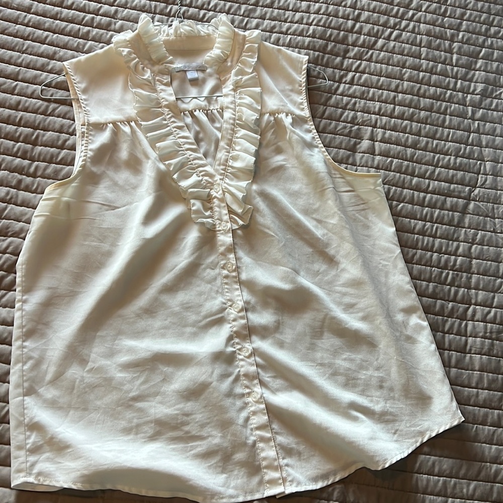 New York & Company Cream Dress Shirt